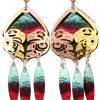 Northwest Haida eagle and raven love birds earrings made buy cut out copper with colorful background
