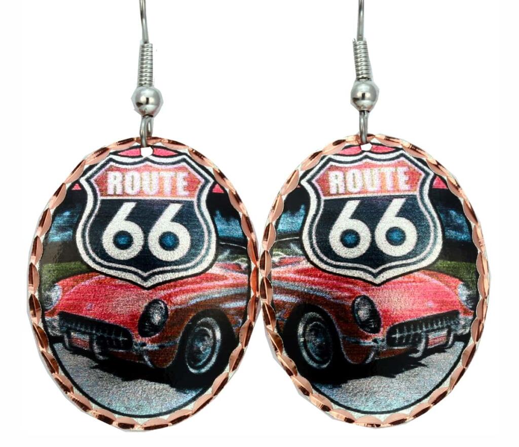 Oval Route 66 Art Earrings Oval Route 66 Art Earrings