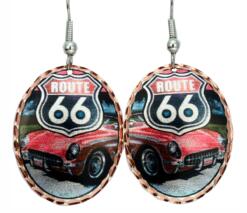 Oval Route 66 Art Earrings
