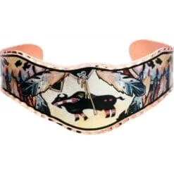 Feathers and Buffalo Bracelet Created from original Watercolor Artwork by Lynn Bean