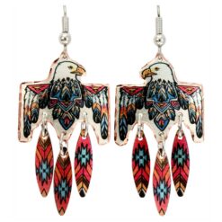 Cut Out Stylish Eagle Earrings with Copper Feather Dangles