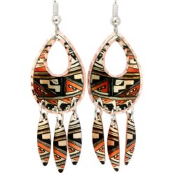 Buy Teardrop Pueblo Art Earrings with Dangle Feathers