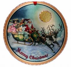 Santa's Sleigh Flying Handcrafted Copper Christmas Tree Ornament