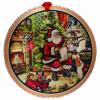Santa by Christmas Tree Ornaments Handcrafted Copper Christmas Tree Ornament Created in Colorful Artwork