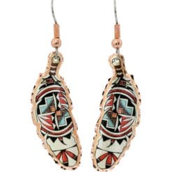 Buy feather earrings handmade from copper in gorgeous Southwest Native American artwork