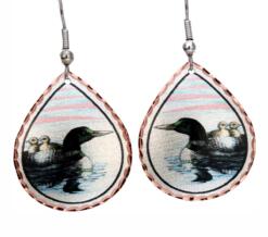 Teardrop Loon Earrings, Wholesale Wildlife Art Jewelry
