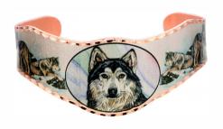 Timber Wolf Bracelets Handmade from Copper in Appealing Watercolor Artwork