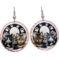 Three Cute Kitten Earrings, Wholesale Cat Art Jewelry
