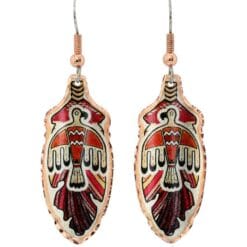 Feather-shaped copper Native Thunderbird earrings