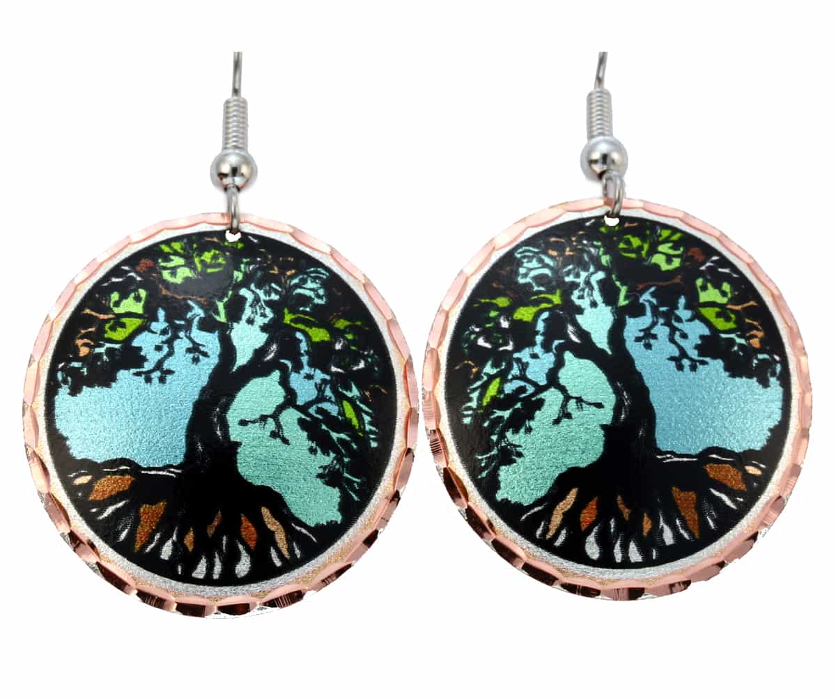 Tree of life earrings with colorful highlights Tree of life earrings with colorful highlights