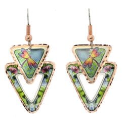 Colorful water lilies and dragonfly earrings for women