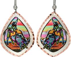 Western Art Jewelry, Bull Rider Earrings