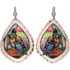 Buy Colorful Western Art Jewelry, Bull Rider Earrings