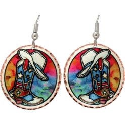 Buy Cowboy Boot and Hat Earrings Created from Watercolor Artwork