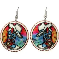 Buy Cowboy Boot and Hat Earrings Created from Watercolor Artwork