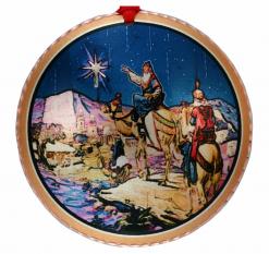 Handcrafted Copper Christmas Tree Ornament Created in Colorful Wise Men Artwork