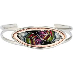 Magnificent copper feather artwork silver color stylish wire bracelets