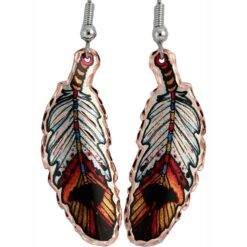 Cool and distinctive bear copper feather earrings