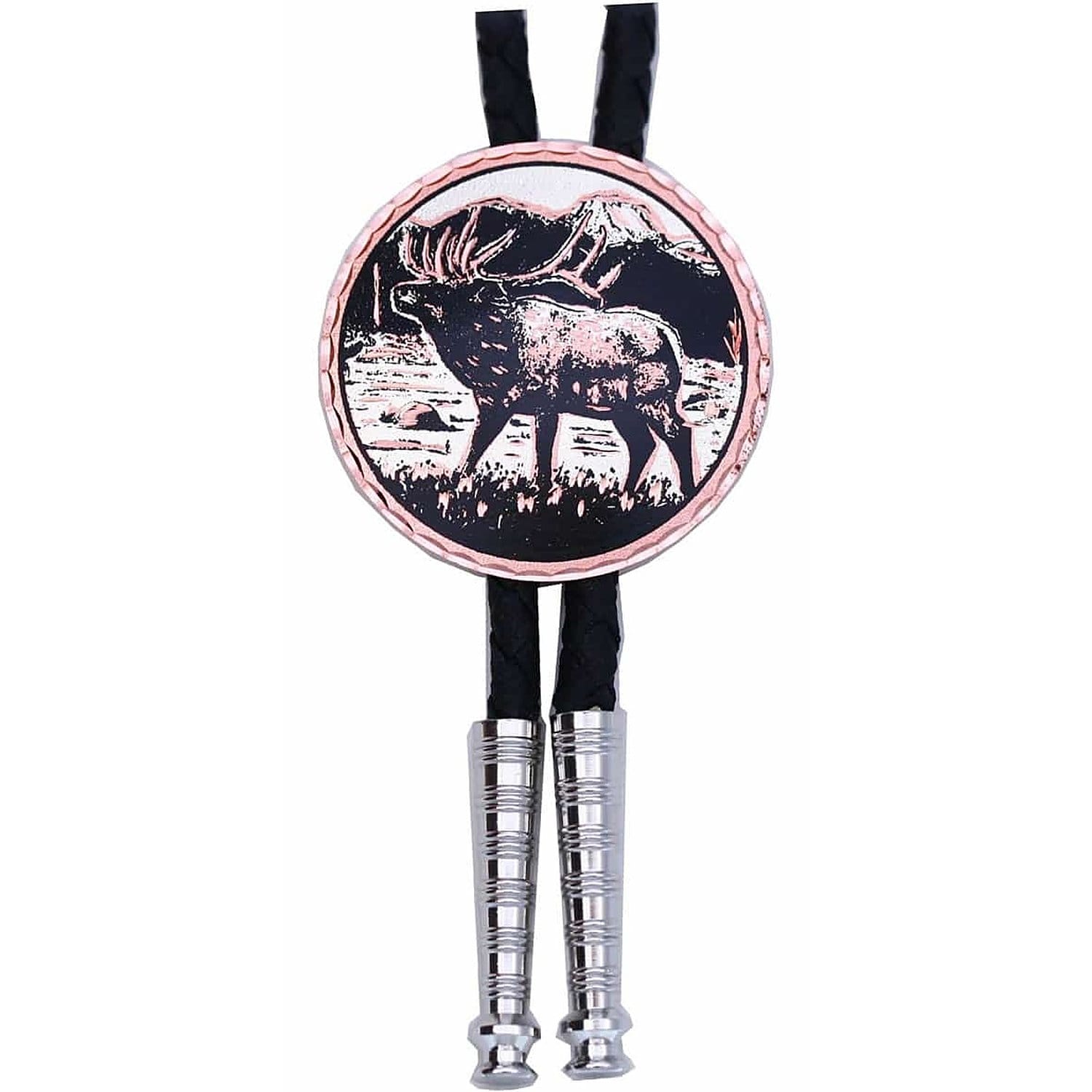 Cravate Bolero Western Tête De Cerf - Longueur 100 Cm, Métal - Accessoire Mode Pour Hommes Et Femmes