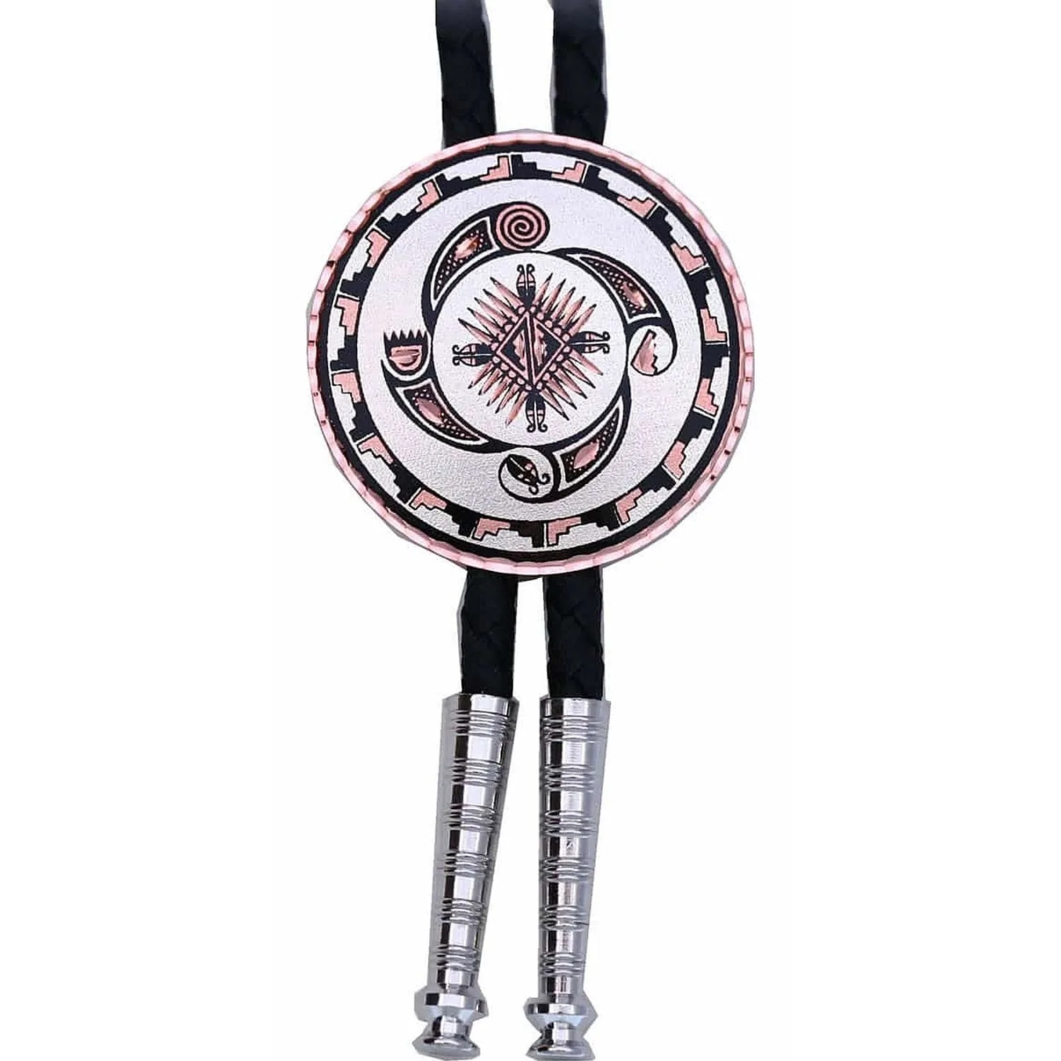 Handmade Southwest Native Four Elements Earth Wind Fire Water round pure copper bolo tie