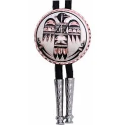 Artisanal Southwestern Native thunderbird round pure copper and silver Western bolo tie