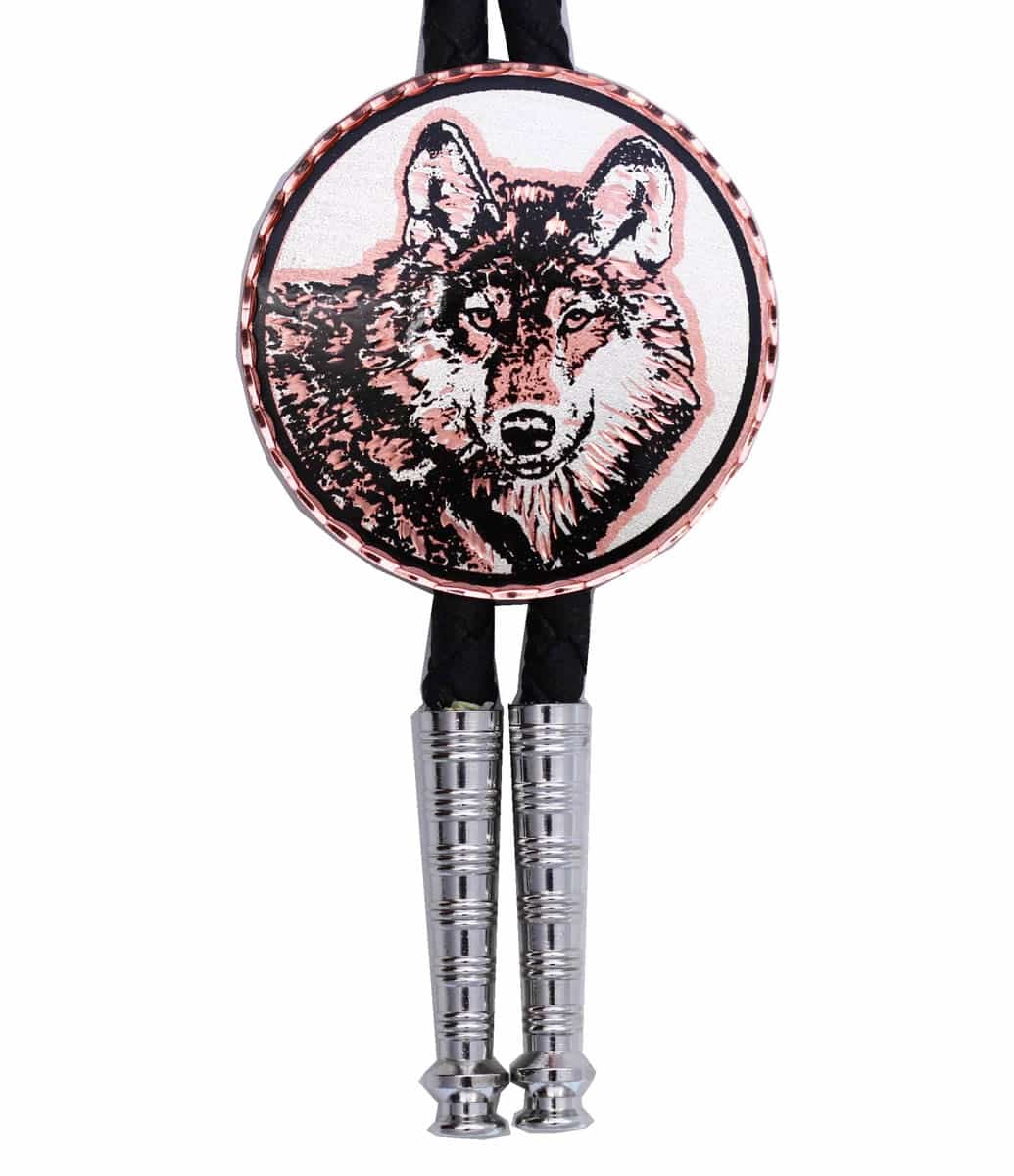Accessorize your western outfits by wearing copper wolf face bolo ties Accessorize your western outfits by wearing copper wolf face bolo ties