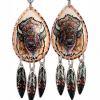 Buffalo Earrings with Copper Feather Dangles