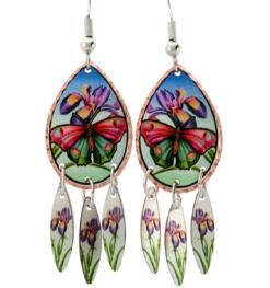 Dangle butterfly earrings handmade in vibrant colors to make you smile