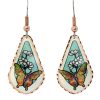 Vivid colored butterfly earrings with silvery blue background Vivid colored butterfly earrings with silvery blue background