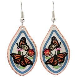 Teardrop silver plated copper monarch butterfly earrings