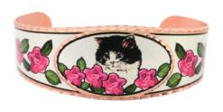 Buy roses and black and white cat bracelet for cat lovers