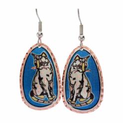 Buy cat earrings with blue background