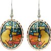 Sitting in the window cats earrings handmade colorful design