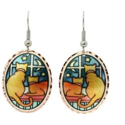 Buy affordable handmade cat jewelry, sitting in the window cats earrings