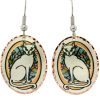 Oval cat earrings, accessorize your outfits with cat inspired unique jewelry