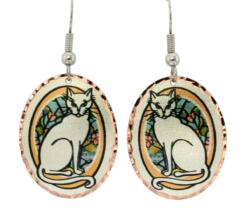 Oval cat earrings, accessorize your outfits with cat inspired unique jewelry