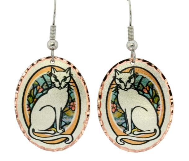 Oval cat earrings, accessorize your outfits with cat inspired unique jewelry