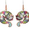 Cut out colorful cute sleeping cat earrings for cat lovers