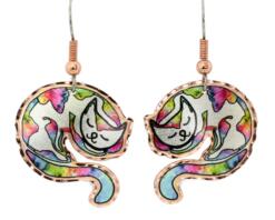 Cut out colorful cute sleeping cat earrings for cat lovers