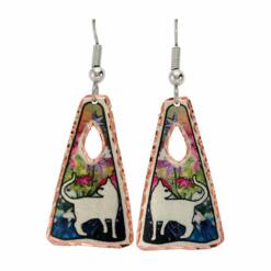 Triangle cat earrings made in cat silhouette and colorful background design