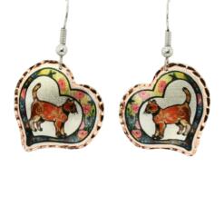 Heart-shaped colorful cat earrings casually cool and distinctive