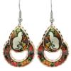 Silhouette cat earrings with colorful flower background