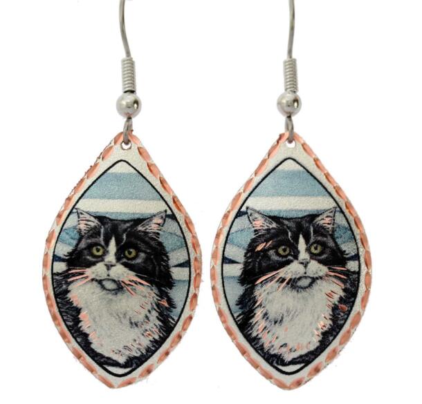 Black & White Cat Earrings, Buy Best Handmade Cat Earrings Wholesale