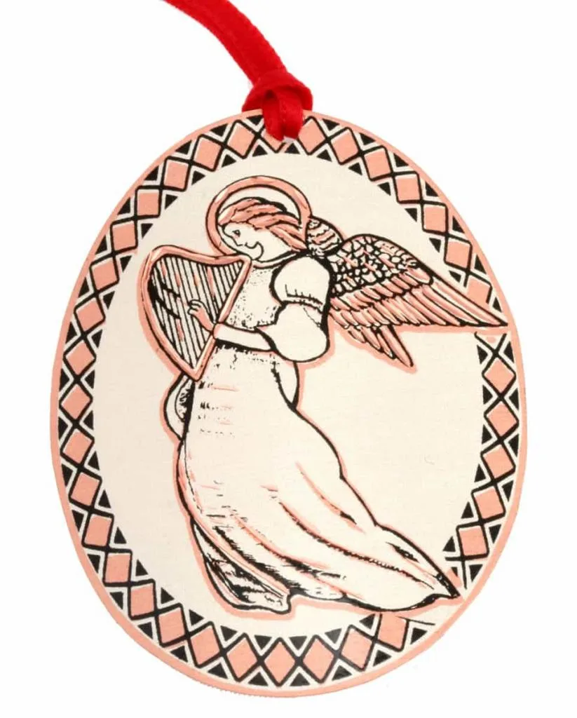 Wholesale copper Christmas ornaments handmade in pretty harp playing angel design Wholesale copper Christmas ornaments handmade in pretty harp playing angel design