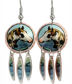 Colorful Art Jewelry, Spotted Horse Earrings