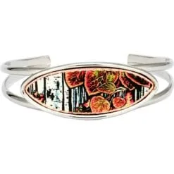 Buy aspen tree leaves made from copper inset into silver plated wire bracelets