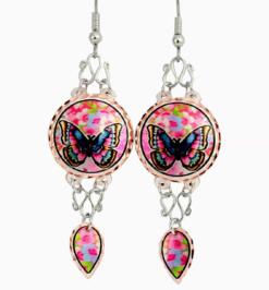 Truly special dangle wire colorful butterfly earrings