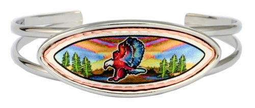 Buy Stylish Wires Bracelets Decorated with Handmade Colorful American Eagle Copper Artwork