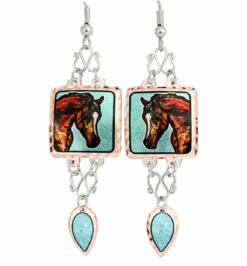 Buy dangle wire colorful horse earrings for horse lovers