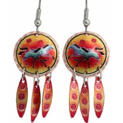 Purchase colorful dangle petroglyph horse earrings safe and fun to wear